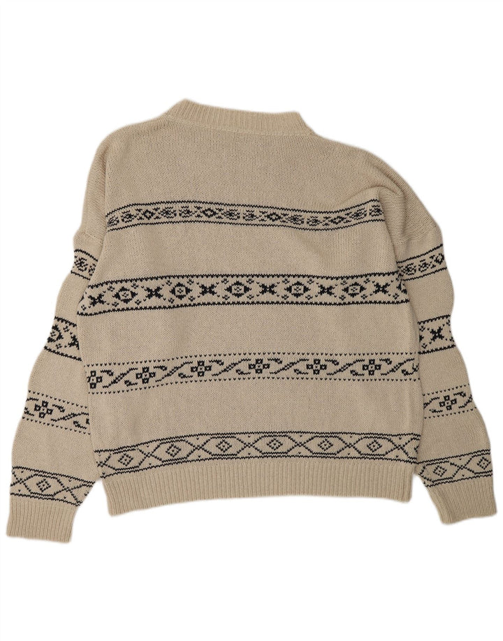 Suéter masculino KAOS com gola redonda, grande, branco, Fair Isle