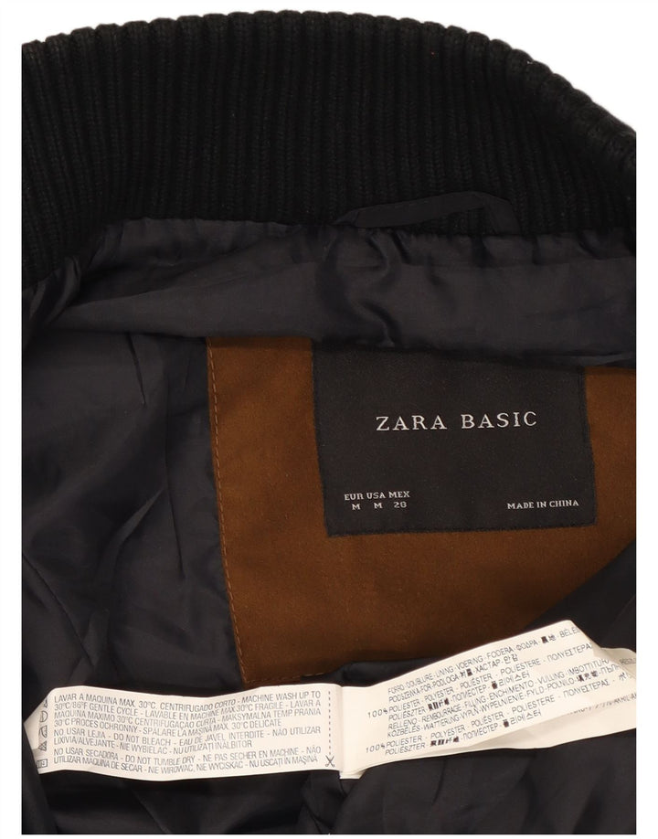 Colete acolchoado feminino Zara UK 12 poliéster colorblock preto médio