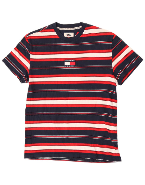 Tommy Hilfiger Camiseta masculina de manga curta Top médio listrado multicolorido