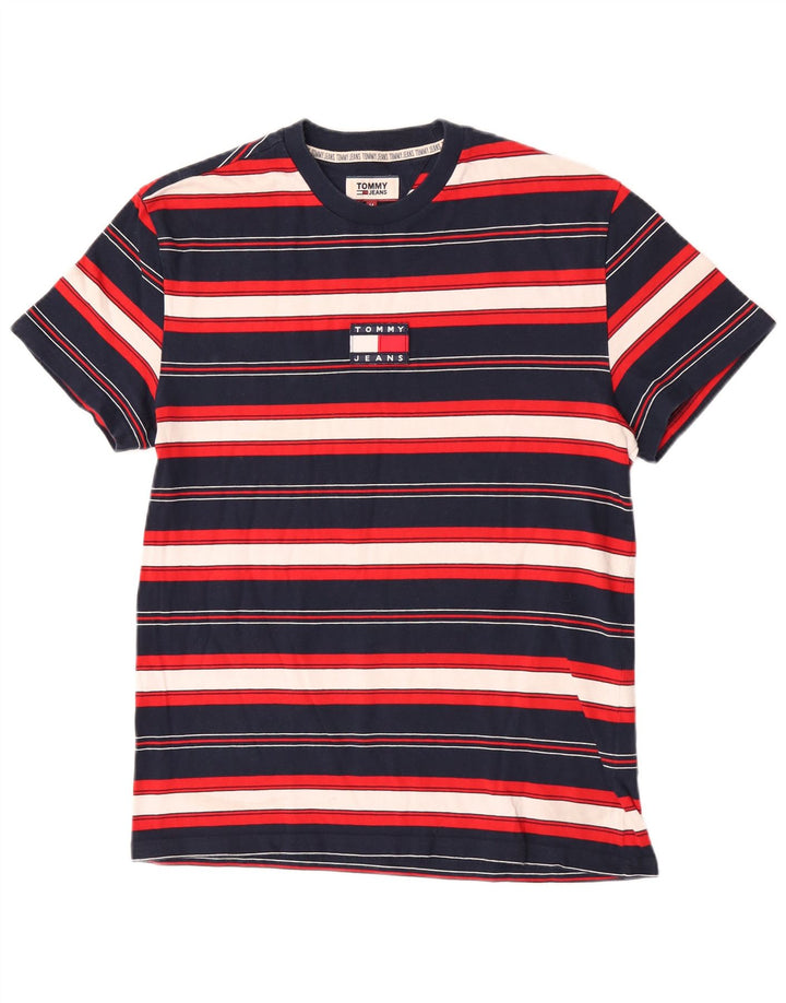 Tommy Hilfiger Camiseta masculina de manga curta Top médio listrado multicolorido