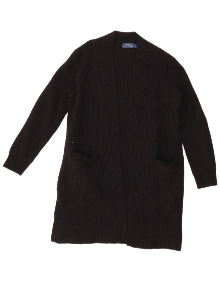 Suéter cardigã feminino aberto com palangre POLO RALPH LAUREN Reino Unido 12 médio preto