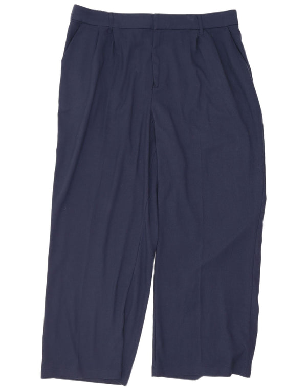 Calça feminina Hollister de cintura ultra alta 2XL W40 L29 poliéster azul marinho
