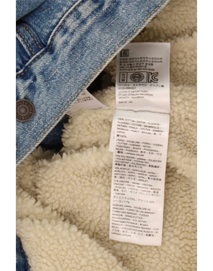 Jaqueta jeans masculina Sherpa Levi's UK 44 2XL algodão azul