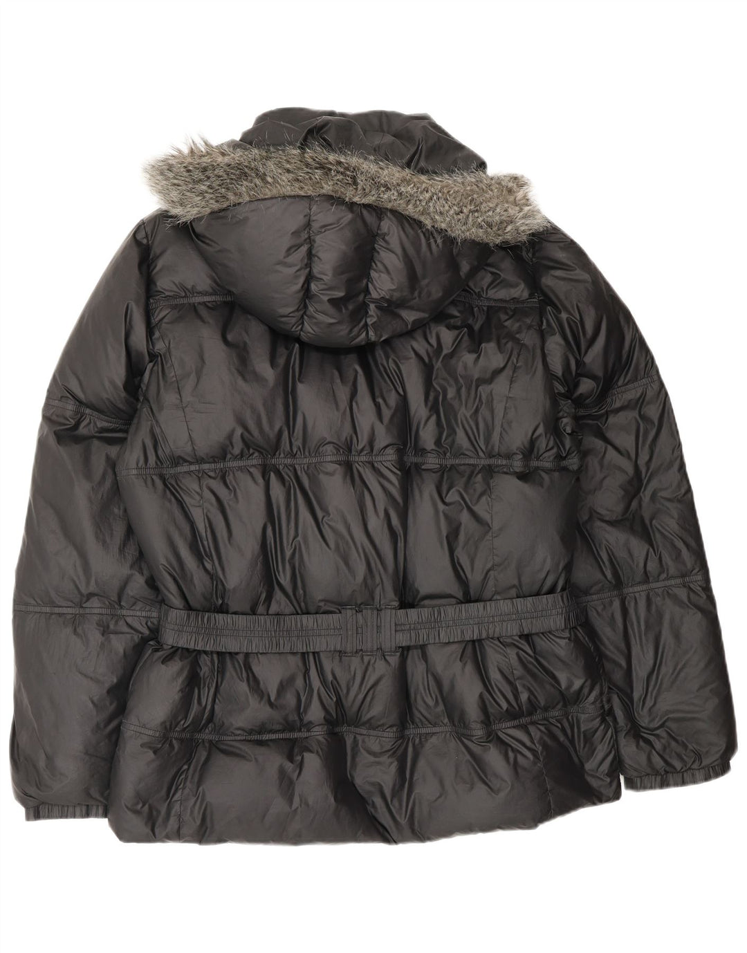 Jaqueta acolchoada com capuz grande Adidas feminina UK 18 XL preto poliéster