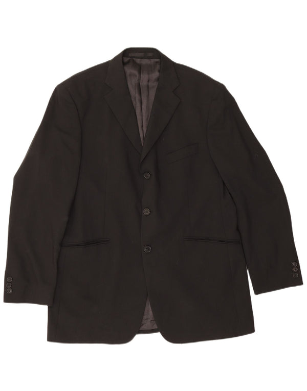 Jaqueta blazer masculina de 3 botões Marks & Spencer Reino Unido 42 grande preta de lã nova