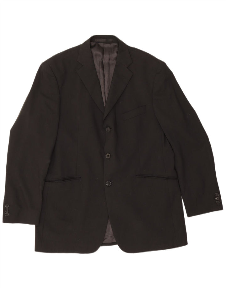 Jaqueta blazer masculina de 3 botões Marks & Spencer Reino Unido 42 grande preta de lã nova