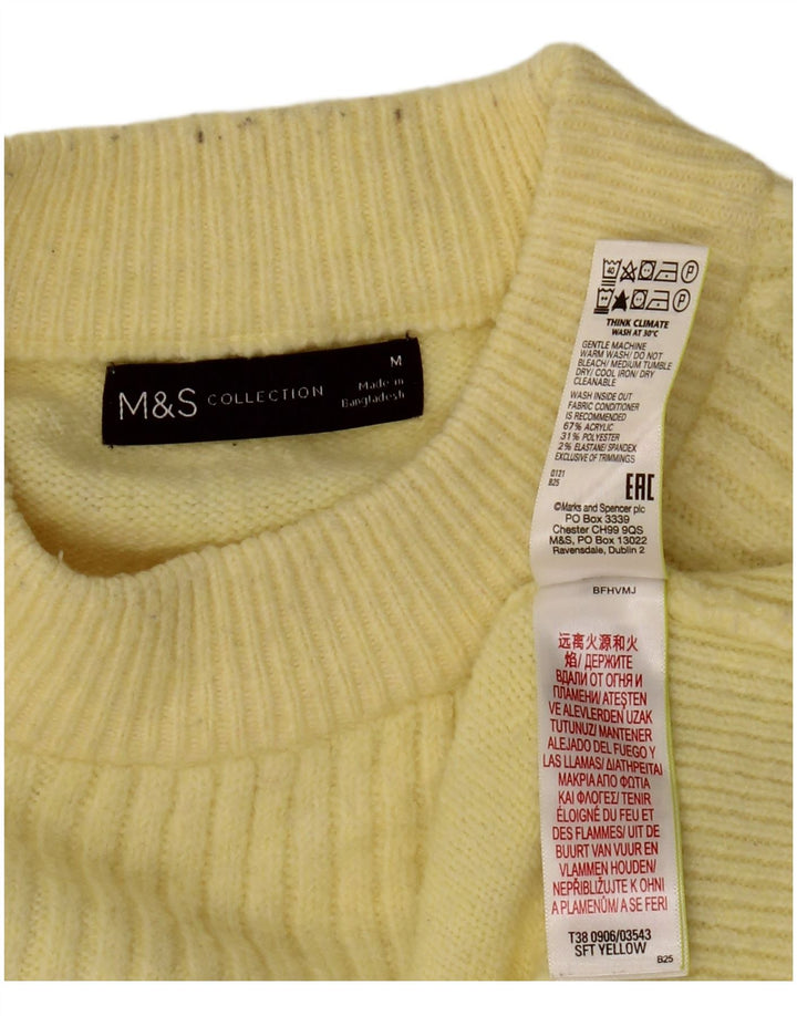 Suéter feminino Marks & Spencer com gola redonda Reino Unido 14 acrílico amarelo médio