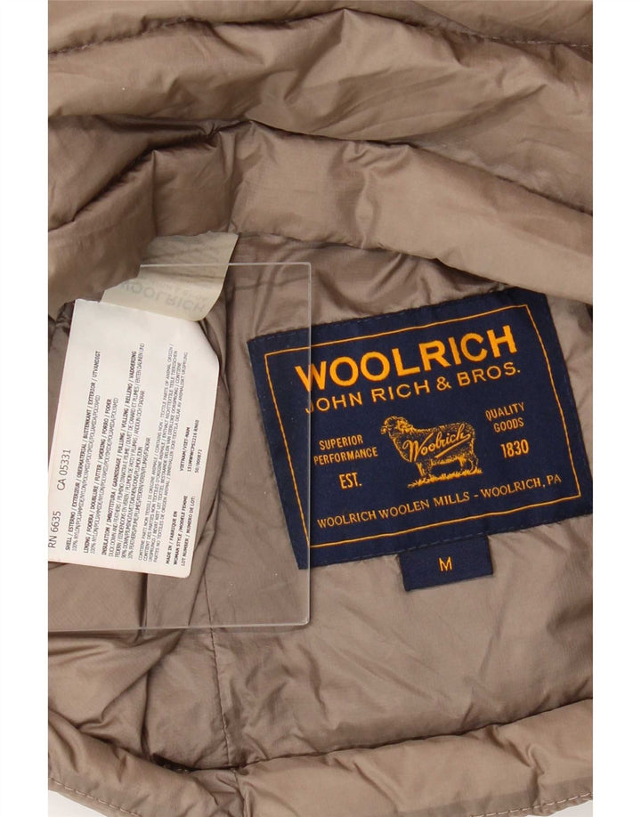 Jaqueta acolchoada feminina Woolrich Reino Unido 12 nylon marrom médio