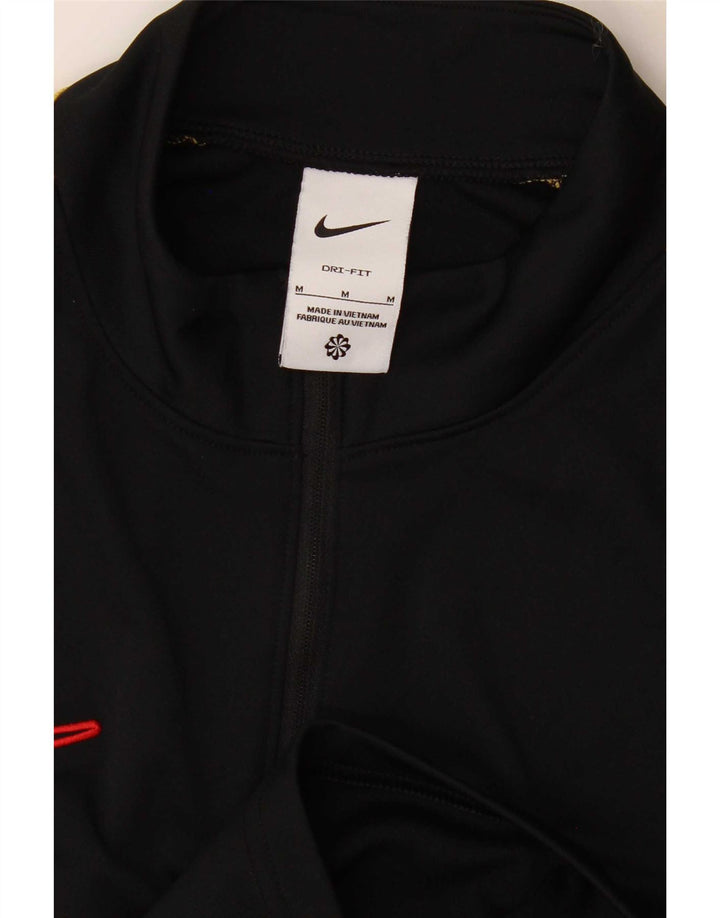 Nike Mens Dri Fit Zip Neck Pullover Treino Top Médio Preto Colourblock