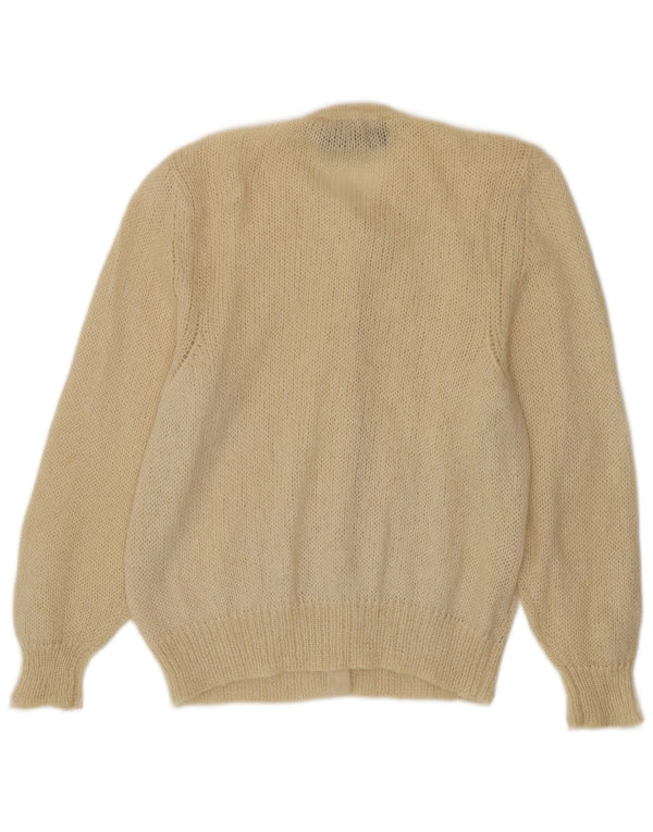 Suéter cardigã feminino Beatrice Reino Unido 10 pequeno mohair bege