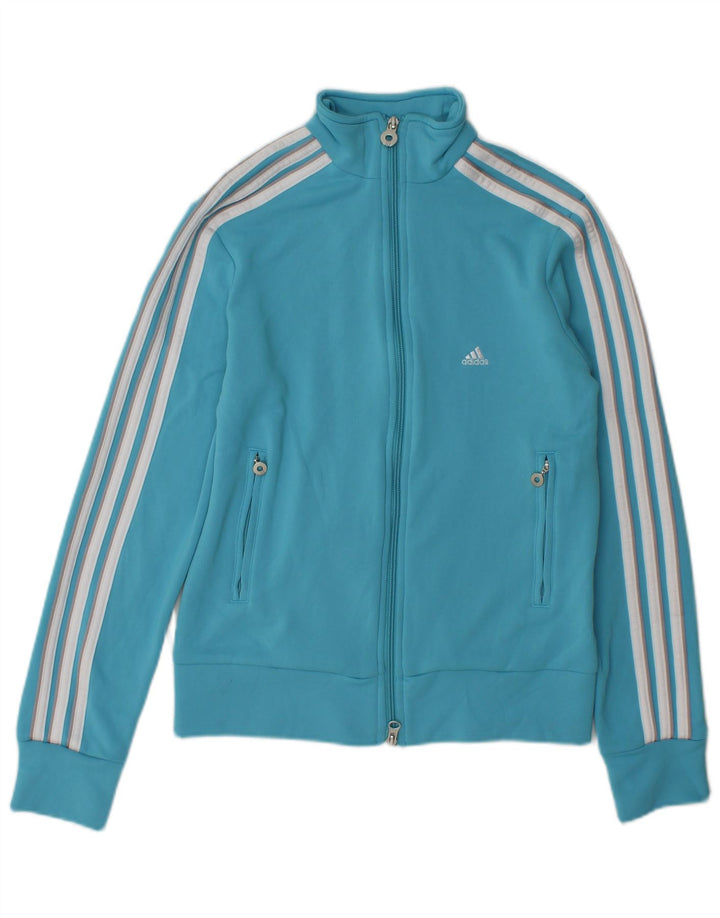 Adidas Womens Tracksuit Top Jacket UK 12 Médio Azul Poliéster