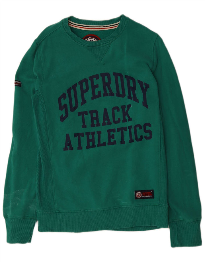 SUPERDRY moletom gráfico masculino jumper médio algodão verde