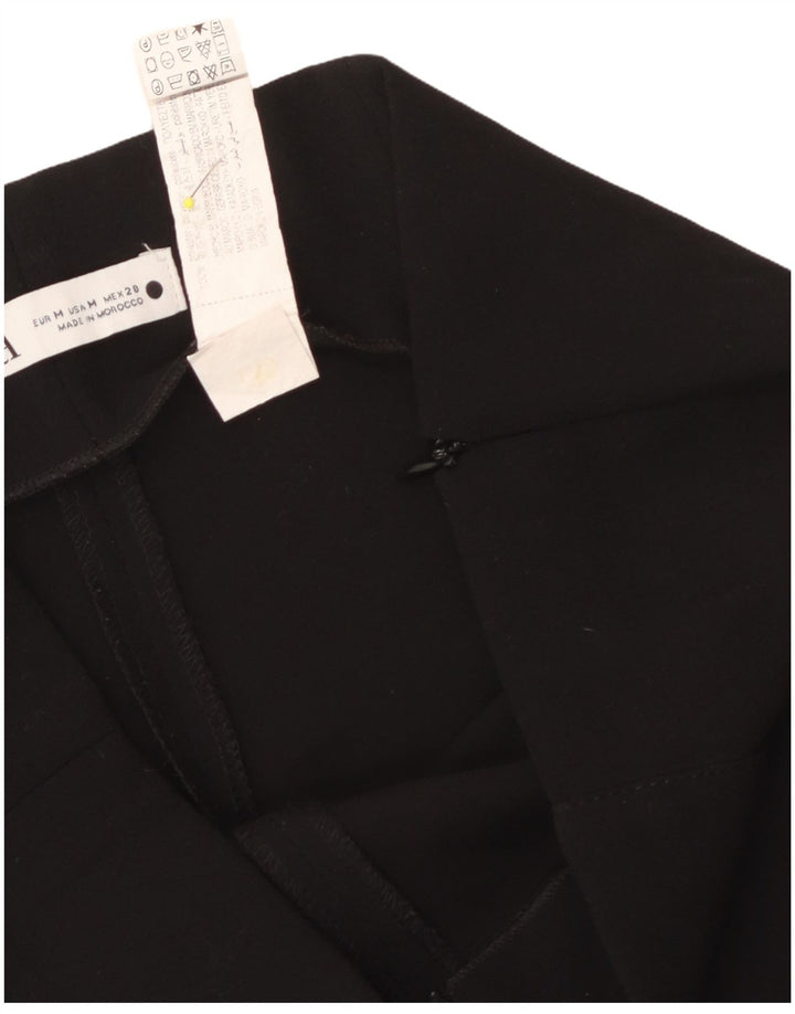 Calça feminina Zara com perna larga cortada média W30 L24 poliéster preto