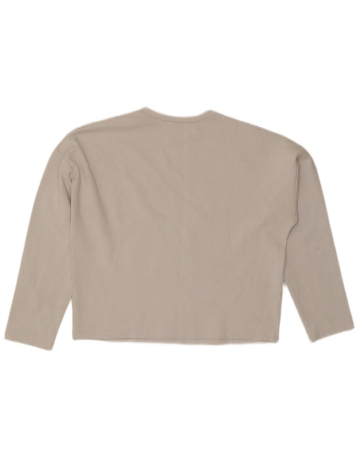 Zara Top feminino oversized manga comprida Reino Unido 10 pequeno cinza