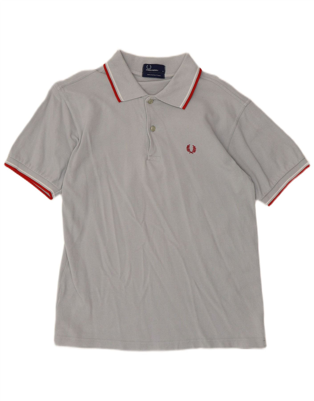 Camisa polo masculina Fred Perry pequena cinza algodão