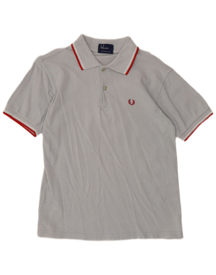 Camisa polo masculina Fred Perry pequena cinza algodão