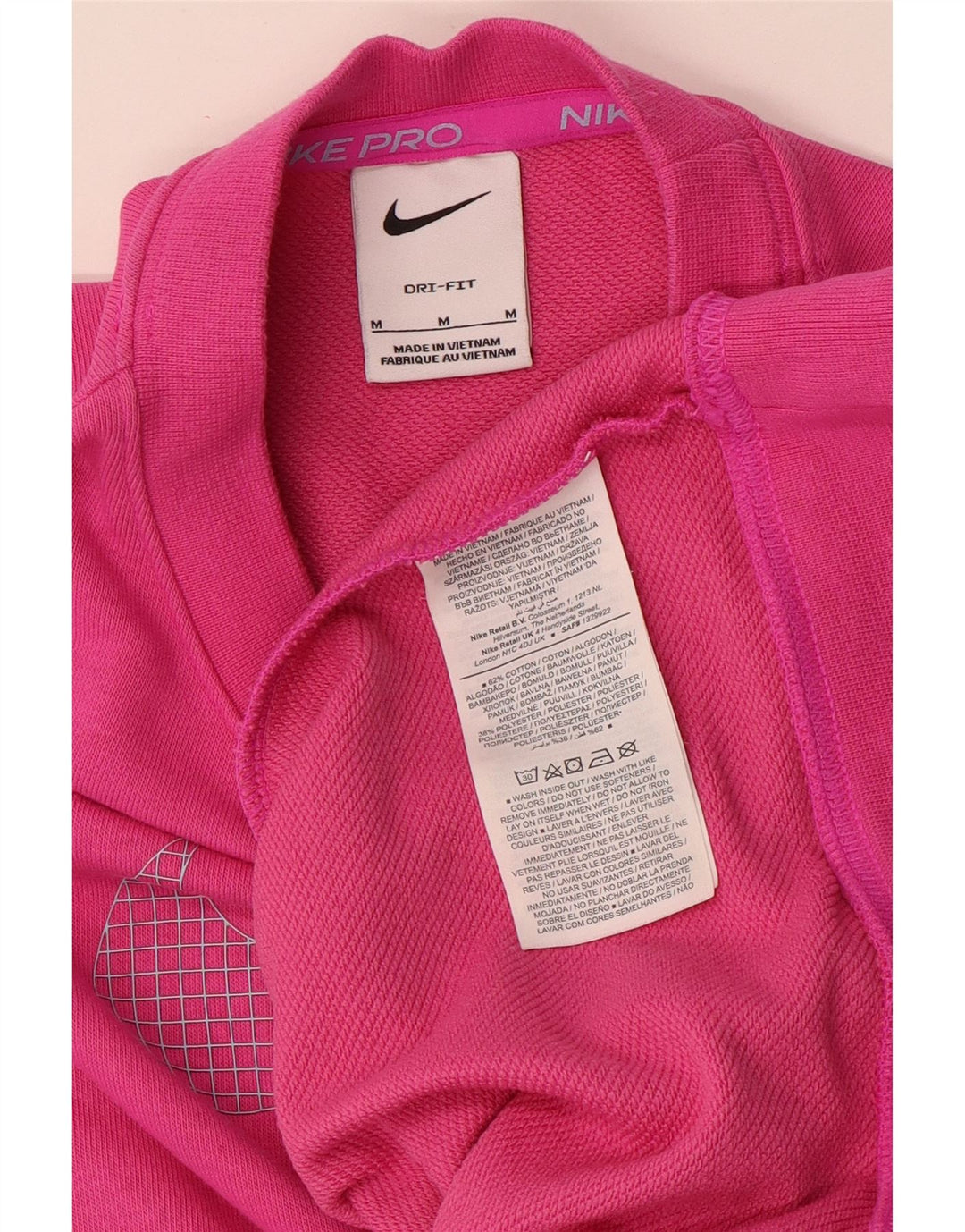 Nike feminino gráfico oversized moletom jumper UK 14 médio algodão rosa