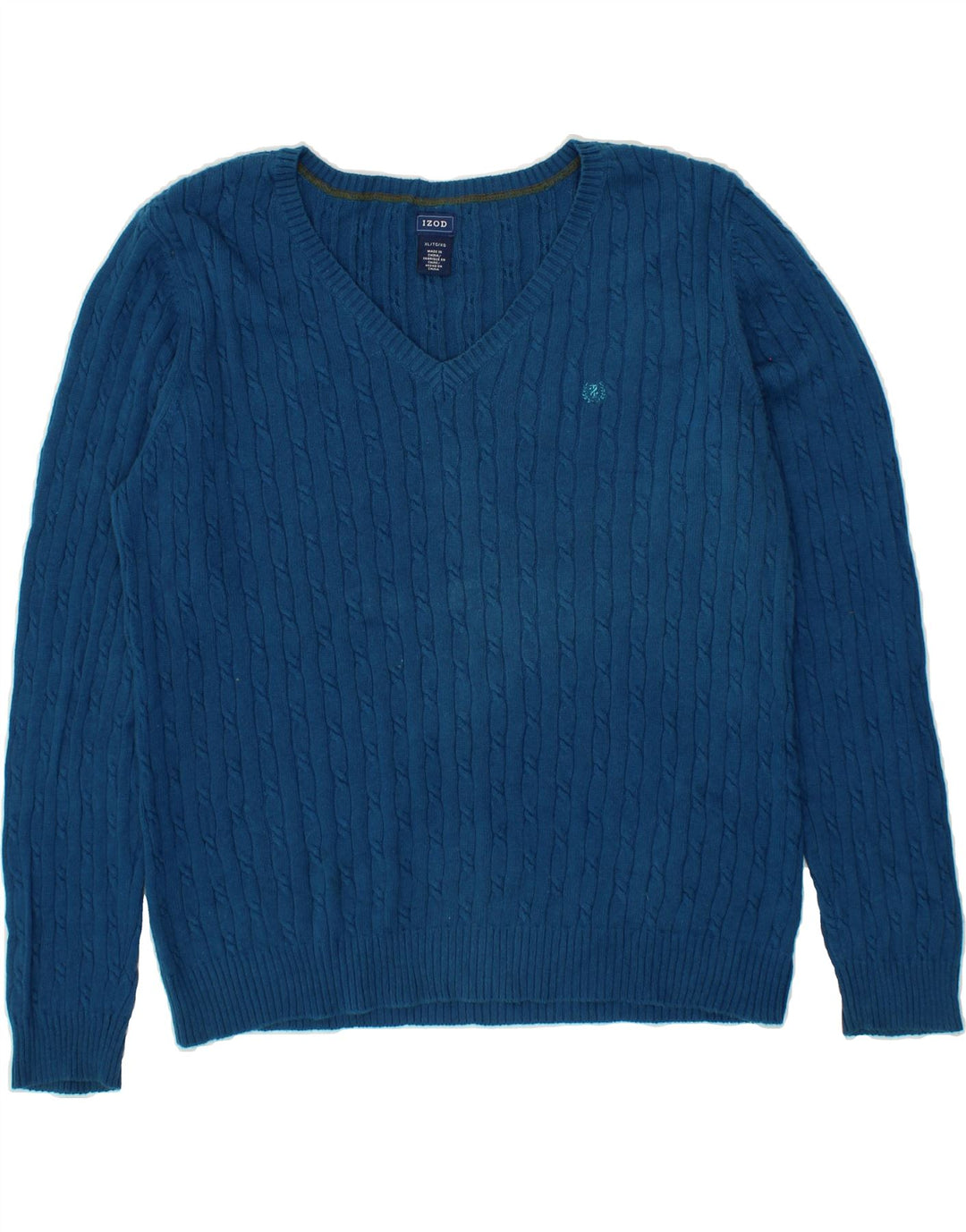 IZOD Womens V-Neck Jumper Sweater UK 18 XL Blue Cotton Vintage Izod and Second-Hand Izod from Messina Hembry 