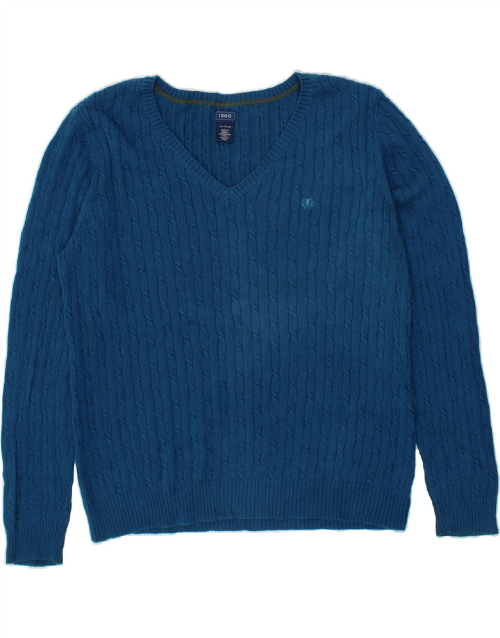 IZOD Womens V-Neck Jumper Sweater UK 18 XL Blue Cotton Vintage Izod and Second-Hand Izod from Messina Hembry 