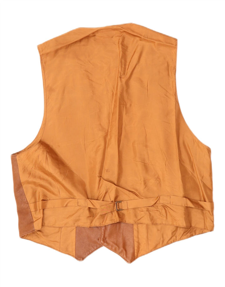 Colete de couro masculino VINTAGE grande couro marrom