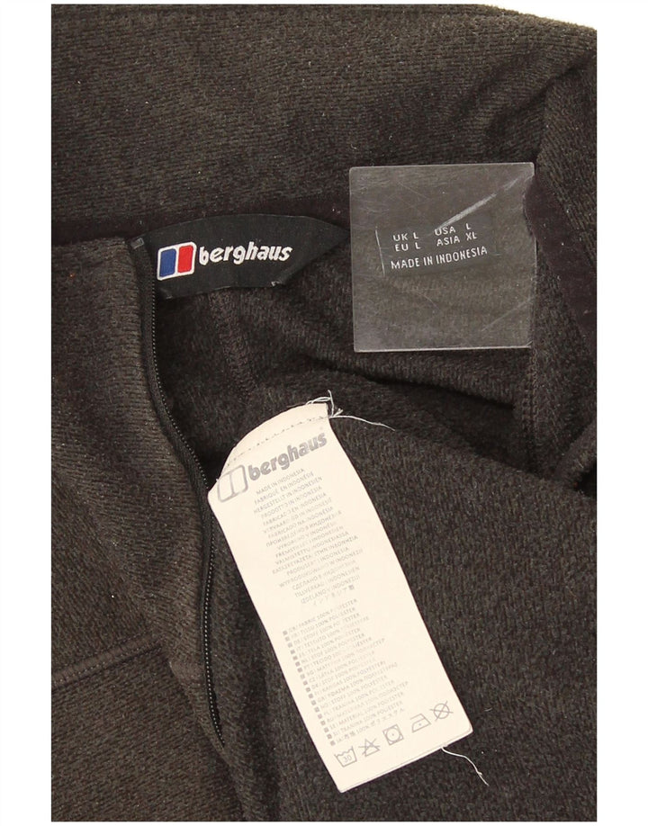 Berghaus Suéter masculino de lã com zíper e gola grande em poliéster manchado verde