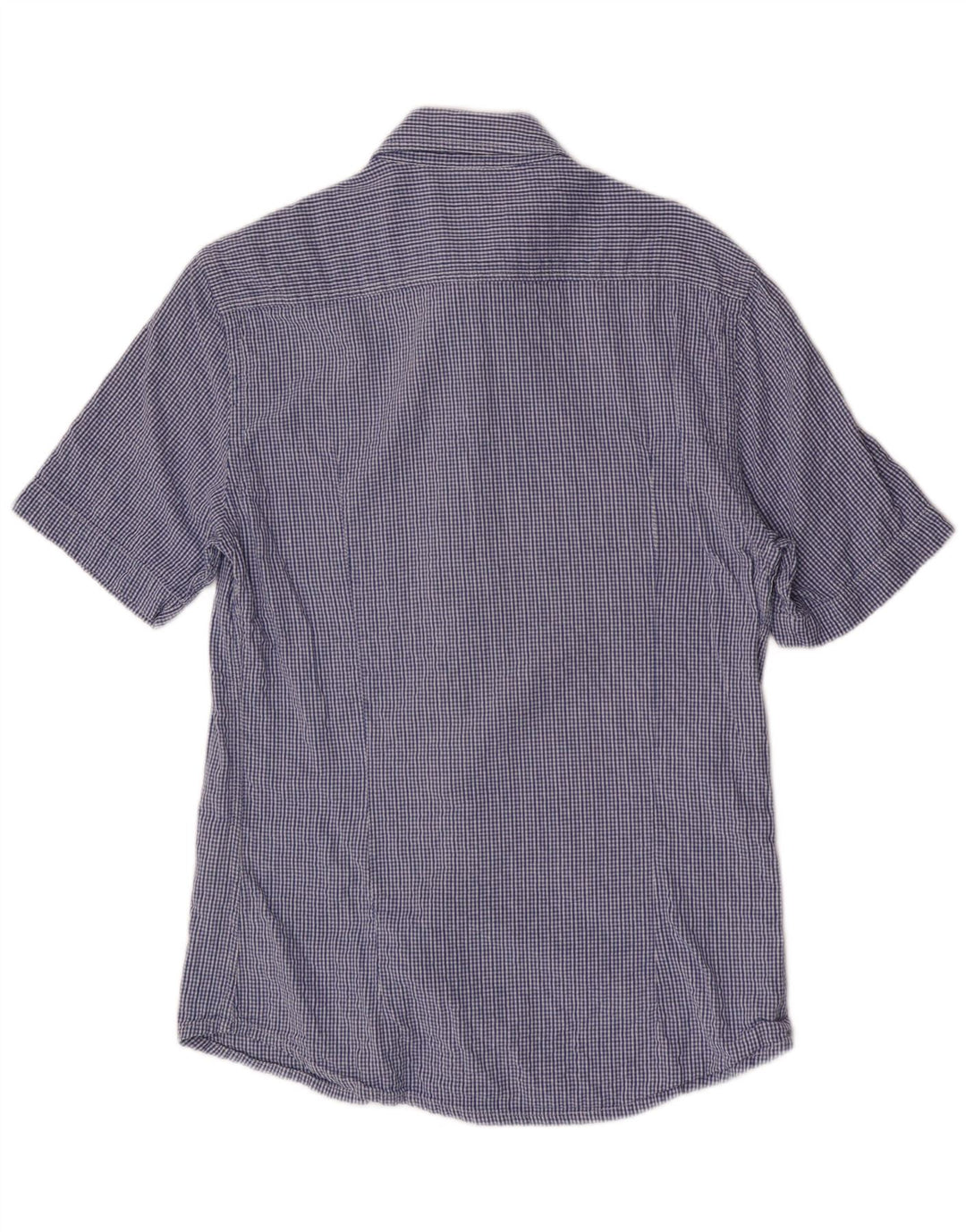 Camisa masculina Kappa manga curta regular fit pequena azul xadrez algodão