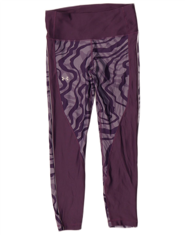Under Armour Womens Heat Gear Abstract Pattern Leggings Reino Unido 14 Médio Roxo
