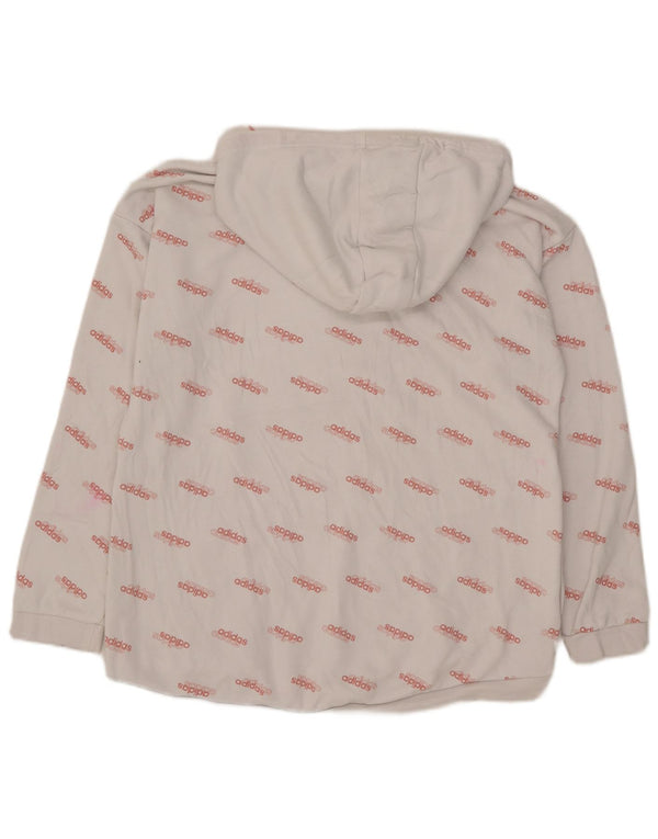 Jumper com capuz gráfico feminino Adidas UK 16/18 grande algodão branco