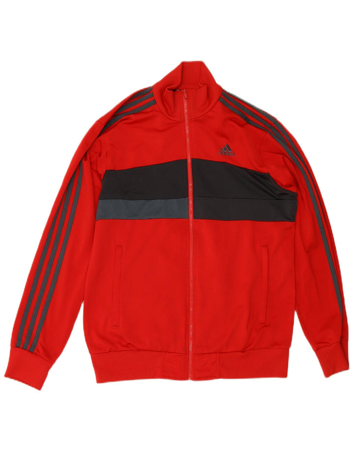 ADIDAS Mens Tracksuit Top Jacket UK 38/40 Médio Vermelho Colourblock Poliéster