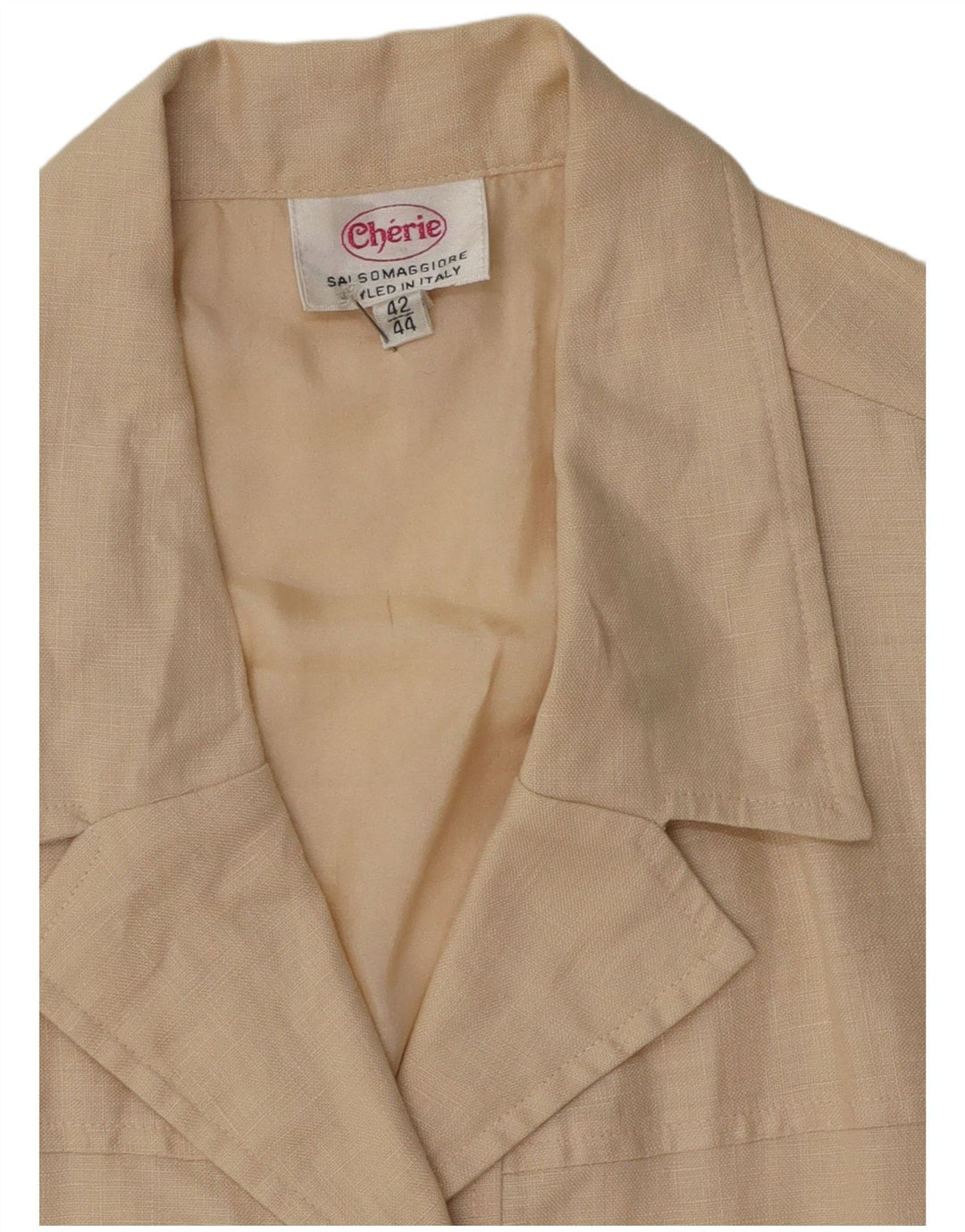 Cherie Jaqueta blazer feminina de 4 botões IT 42/44 linho bege médio