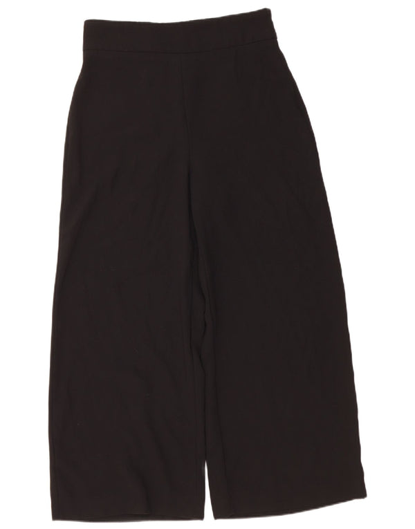 Calça feminina Zara com cintura alta e perna larga, médio W28 L24 preta