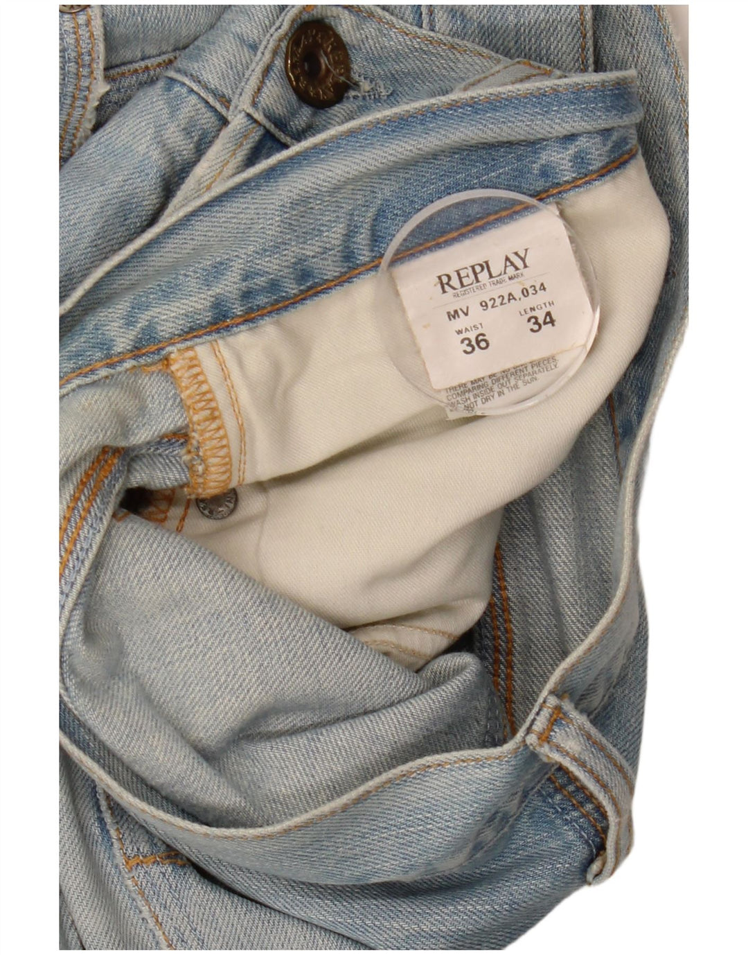 REPLAY Jeans retos masculinos W36 L34 algodão azul