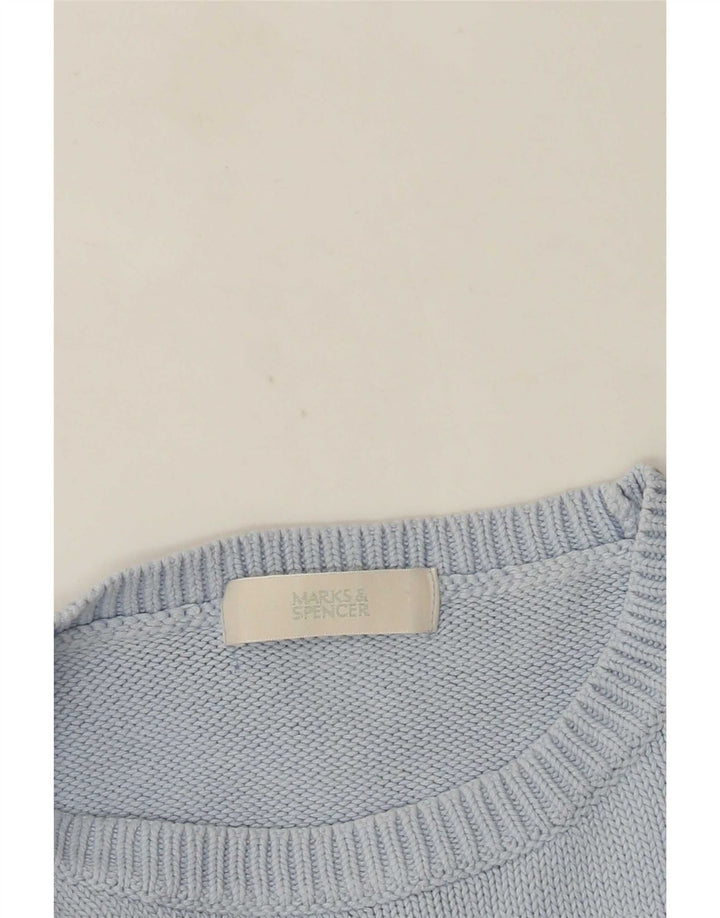 Suéter masculino Marks & Spencer com gola redonda, azul médio