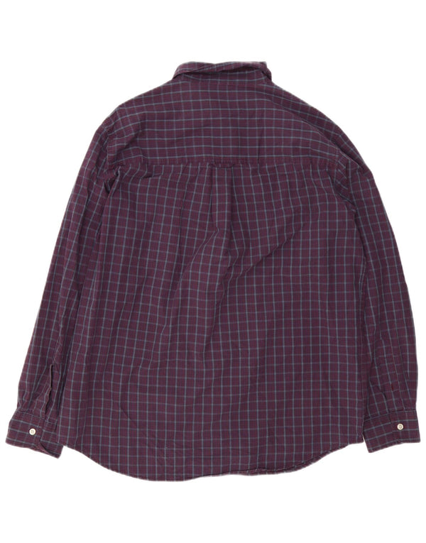 Camisa masculina Chaps Easy Care grande algodão xadrez Borgonha