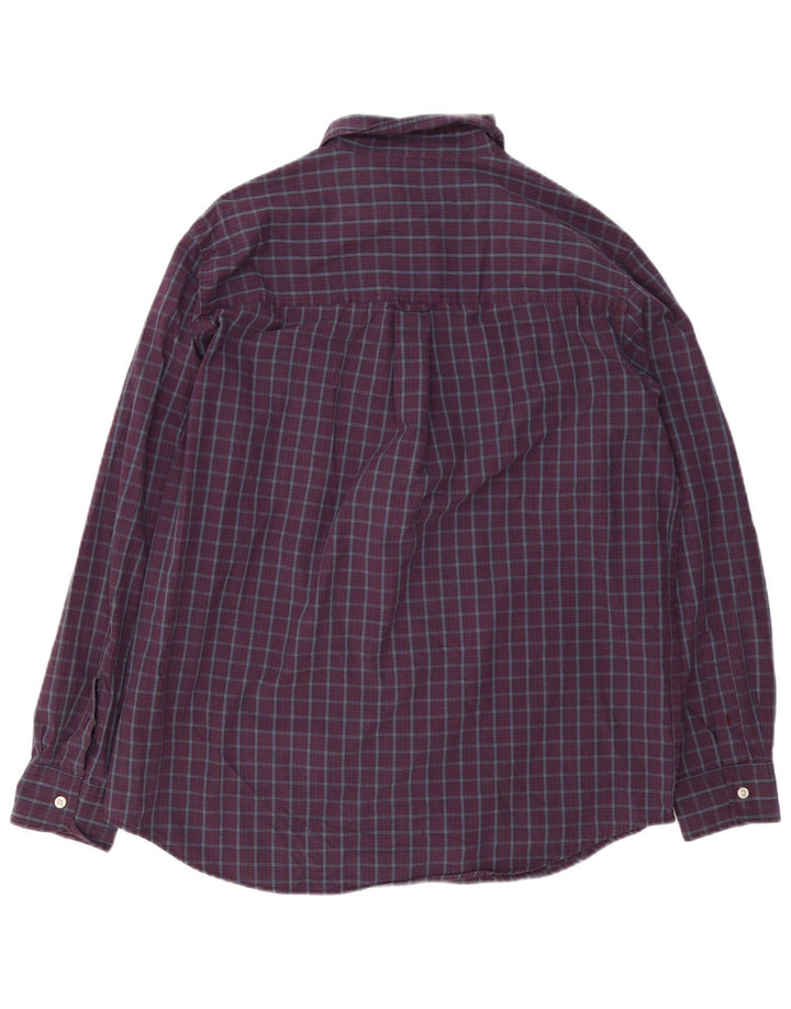 Camisa masculina Chaps Easy Care grande algodão xadrez Borgonha