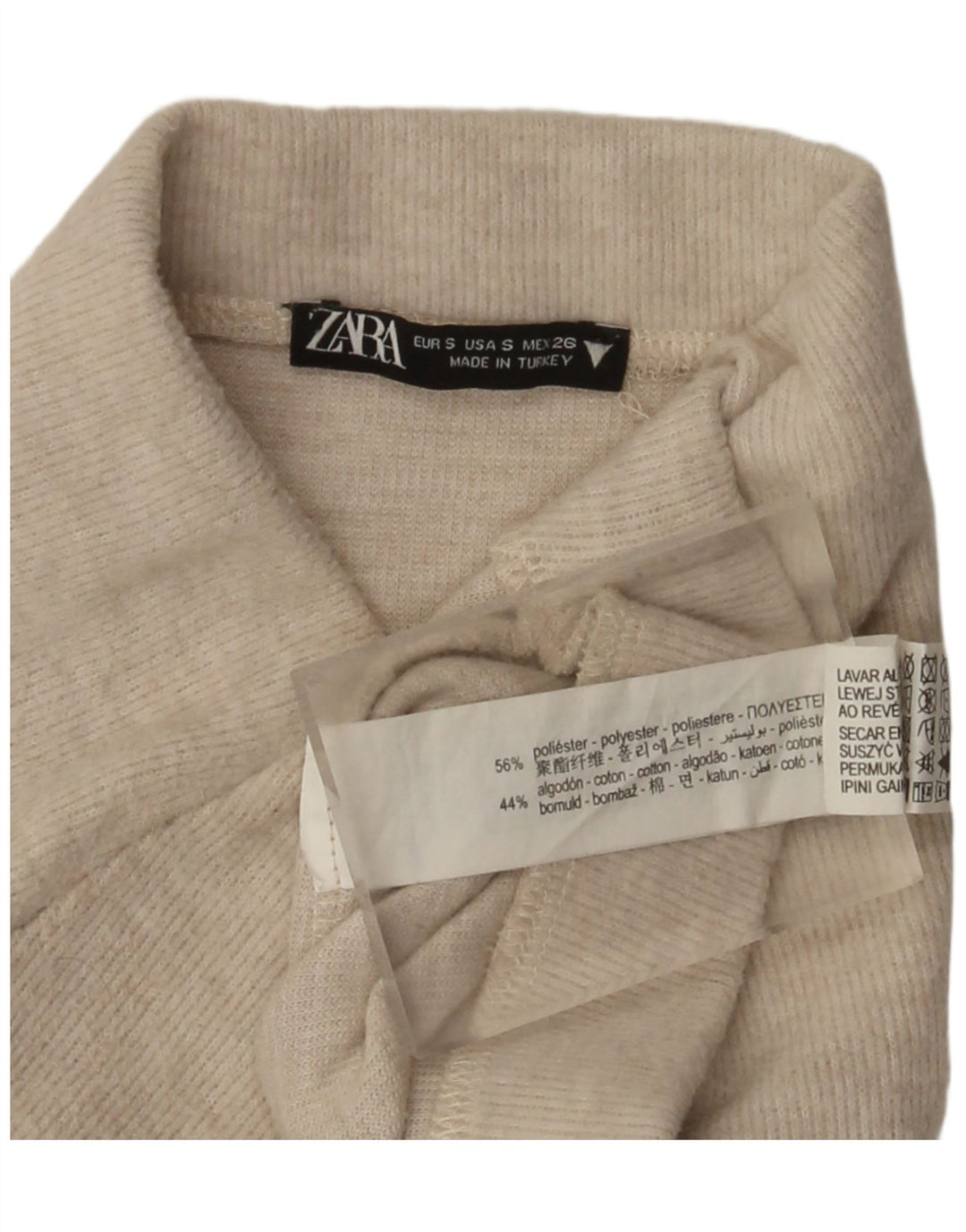 Zara Saia Midi Feminina Cintura Alta Pequena W26 Poliéster Bege