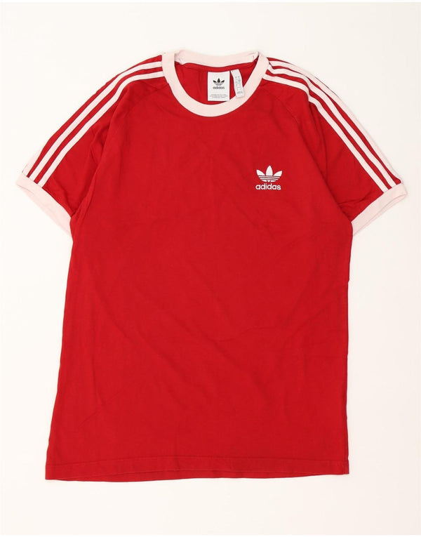 Adidas Mens Camiseta Top Grande Algodão Vermelho