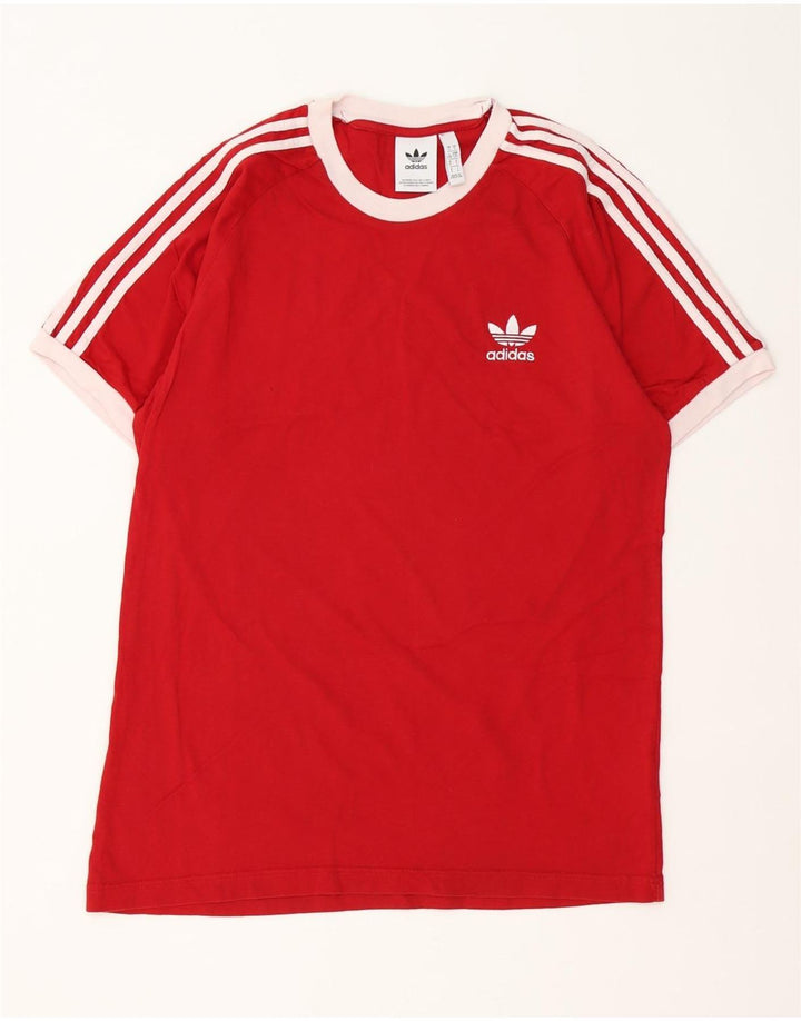 Adidas Mens Camiseta Top Grande Algodão Vermelho
