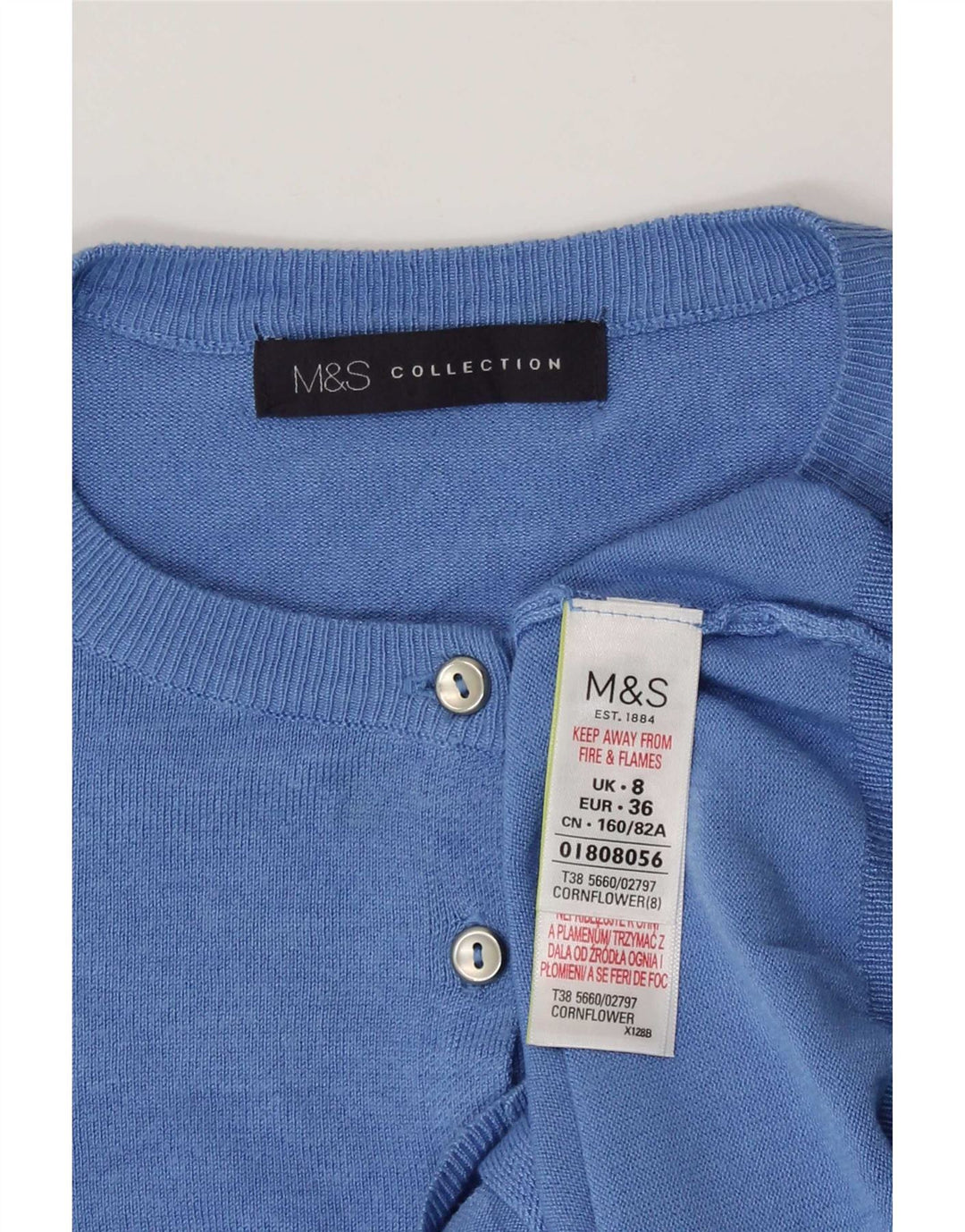 Suéter cardigã feminino Marks & Spencer Reino Unido 8 viscose azul pequena