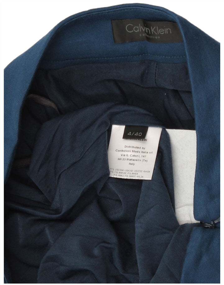 Mini saia feminina Calvin Klein US 4 pequena W28 azul viscose
