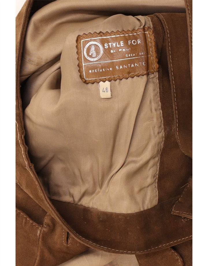 Vintage Mens Suede Jacket IT 46 Small Brown