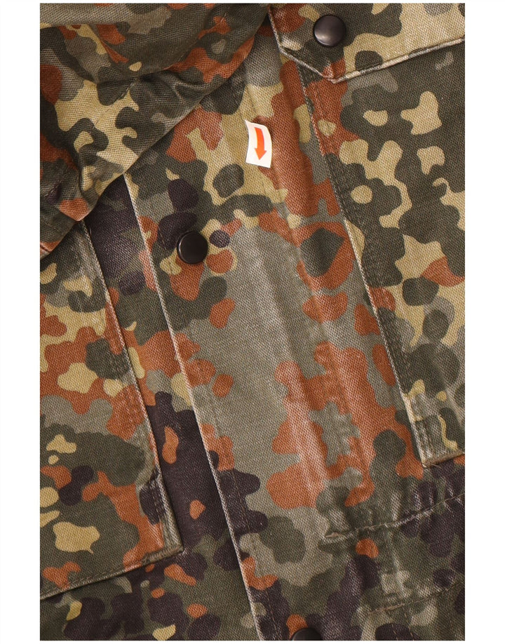 Jaqueta militar com capuz masculina VINTAGE UK 36 pequena camuflagem verde