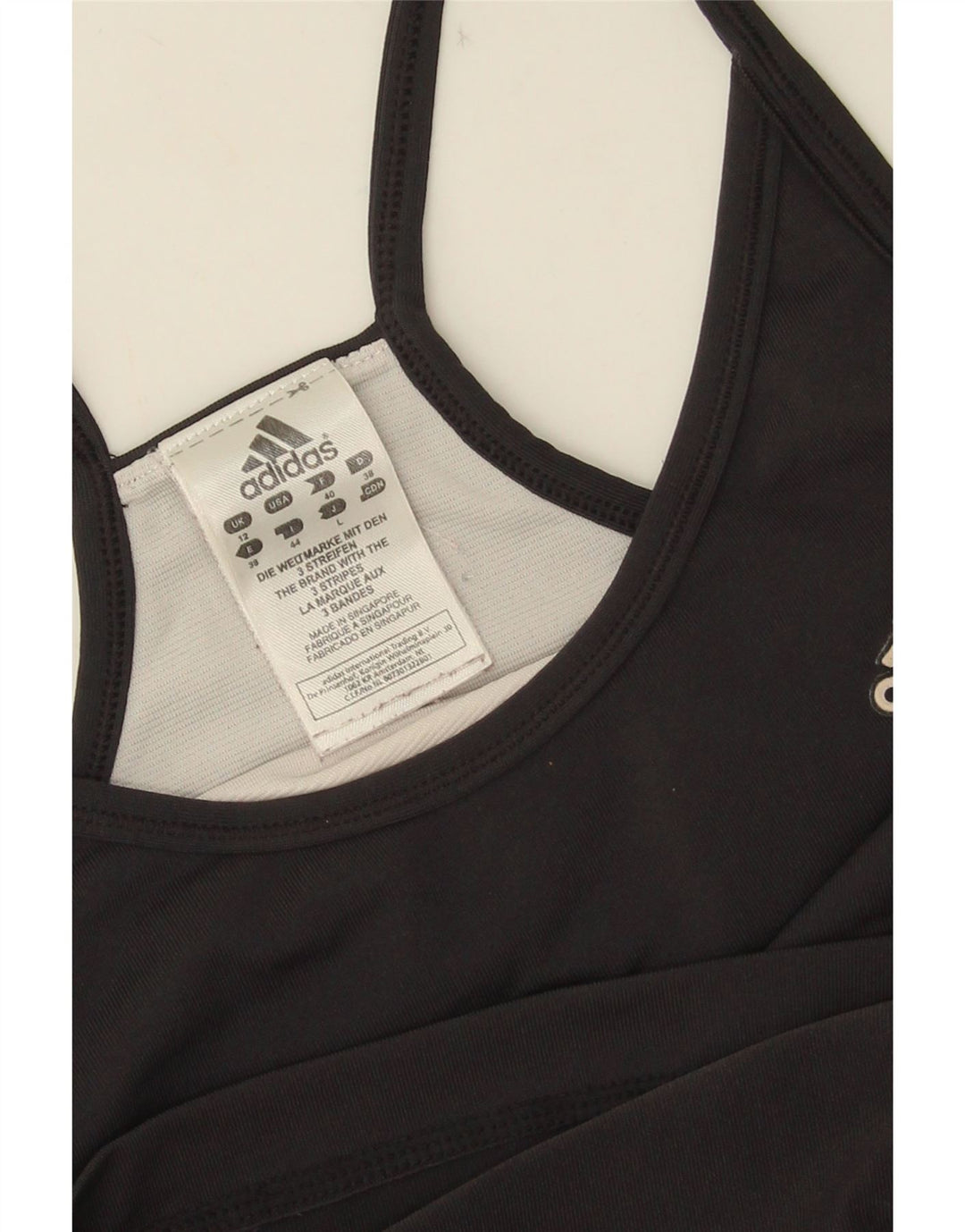 Adidas Womens Crop Vest Top UK 12 Médio Preto Poliéster