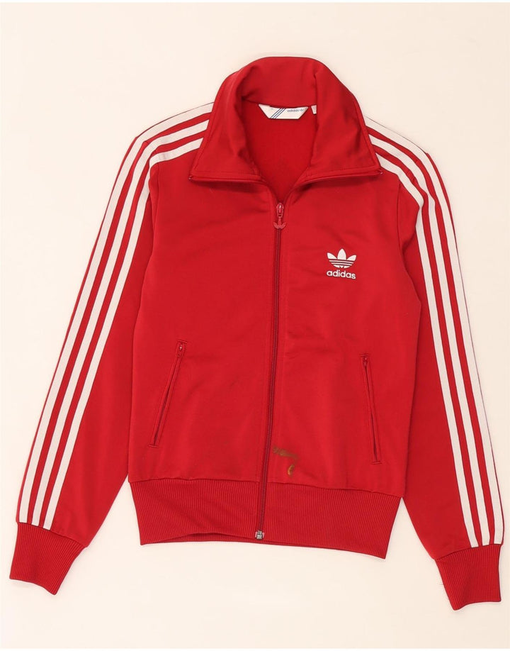 Adidas Womens Graphic Tracksuit Top Jacket EU 36 Pequeno Poliéster Vermelho