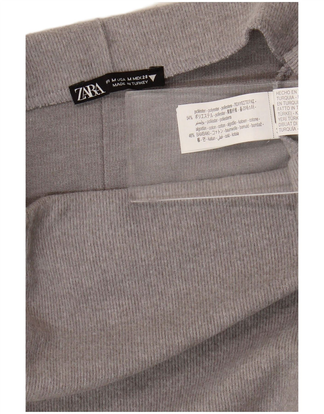 Saia midi feminina Zara cintura alta médio W28 poliéster cinza
