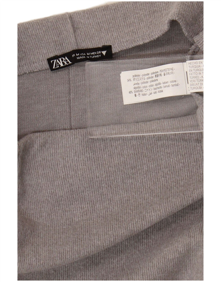 Saia midi feminina Zara cintura alta médio W28 poliéster cinza
