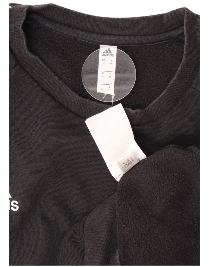 Adidas Mens Moletom Jumper Médio Algodão Preto