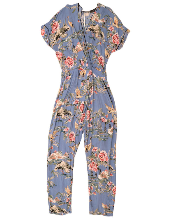 Macacão feminino Zara manga curta UK 6 XS azul floral