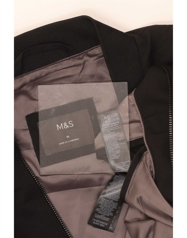 Jaqueta bomber masculina Marks & Spencer Reino Unido 38 poliéster preto médio