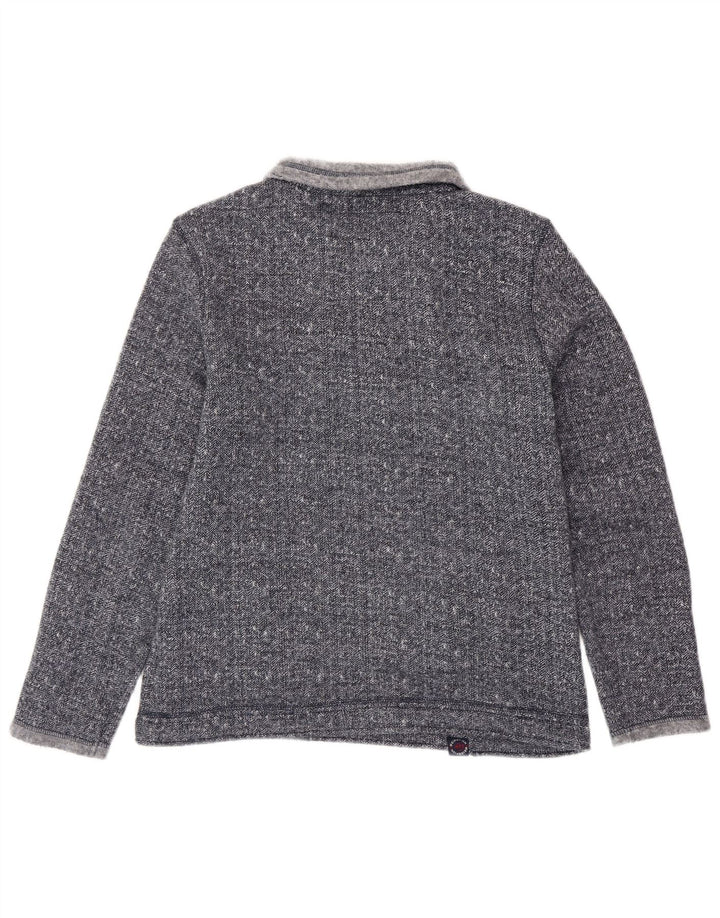 WEIRD FISH Suéter masculino com zíper e gola em espinha pequeno azul marinho